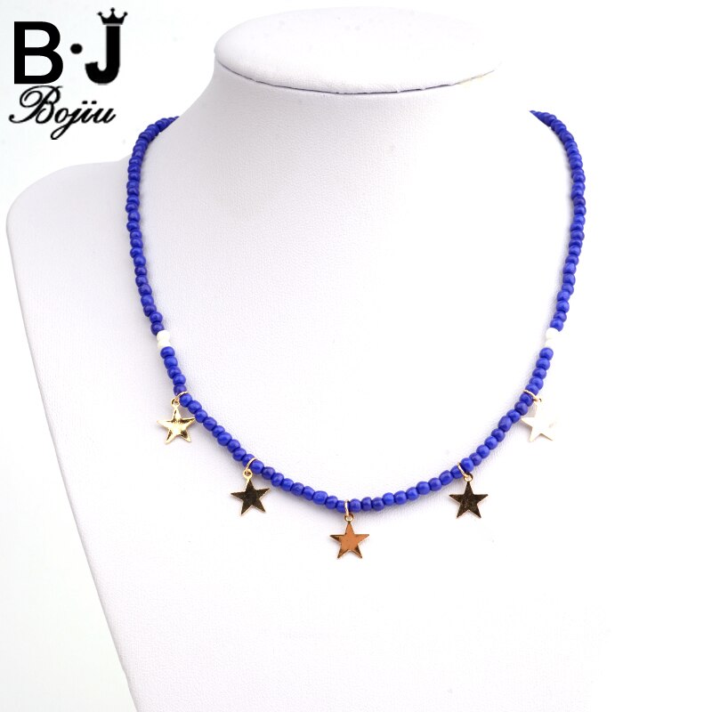 Bojiu Stars Pendant Necklace For Women Seed Bead Exquisite Necklace Festival Gifts Young Jewelry For Christmas NKS116