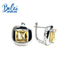Bolaijewelry,925 silver fine jewlery with earrings natural garnet and citrine Square 7.0mm girl of choice Christmas box choice