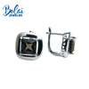 Bolaijewelry,925 silver fine jewlery with earrings natural green agate and smoky Square7.0mm girl of choice Christmas box choice