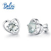 Bolaijewelry,Natural Aquamarine gemstone earring heard classic earrings in 925 sterling sliver for girls as engagement gift