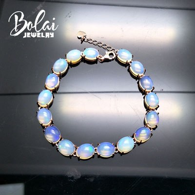 Bolaijewelry,Natural amethyst garnet opal labradorite gemstone Bracelet 925 sterling silver rose color fine jewelry for women