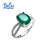 Bolaijewelry,classical simple style natural green agate oval 8*10 mm gemstone ring 925 silver jewelry for women wear best gift