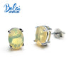 Bolaijewelry,simple earrings Natural Opal oval ov5*7mm cut gemstone Ring 925 sterling silver fine jewelry for women party gift
