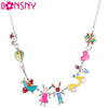 Bonsny Maxi Alloy Rabbit PLANE  Necklace Chain Enamel Jewelry Colorful Pendant 2021 Jewelry For Women Statement