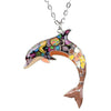 Bonsny OCEAN Collection Maxi Statement Metal Alloy Choker Dolphin Necklace Chain Collar Pendant Enamel Jewelry Women