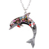 Bonsny OCEAN Collection Maxi Statement Metal Alloy Choker Dolphin Necklace Chain Collar Pendant Enamel Jewelry Women