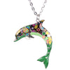 Bonsny OCEAN Collection Maxi Statement Metal Alloy Choker Dolphin Necklace Chain Collar Pendant Enamel Jewelry Women