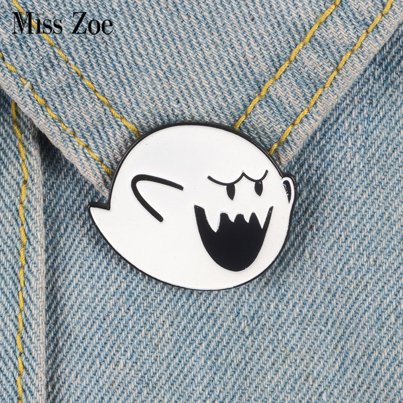 Boo Ghost Enamel pin Super Mario brooch Bag Clothes Lapel Pin Button Badge Cartoon Classic Video game Jewelry Gift for friends