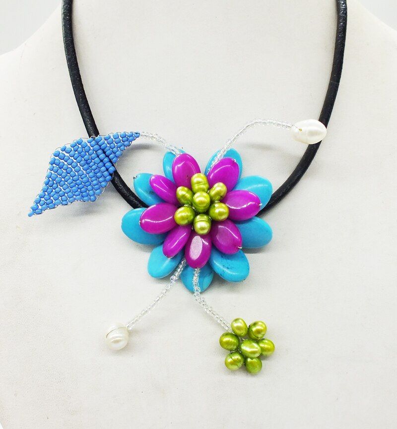 Bosnian, Style, Women's Semi Precious Stones Flower Necklace 19