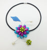 Bosnian, Style, Women's Semi Precious Stones Flower Necklace 19"