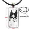 Boston Terrier Dog In Green For Girls Gift Glass Cabochon Choker Pendant Rectangle Necklace Steel Color Jewelry
