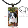 Boston Terrier Dog In Green For Girls Gift Glass Cabochon Choker Pendant Rectangle Necklace Steel Color Jewelry
