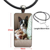 Boston Terrier Dog In Green For Girls Gift Glass Cabochon Choker Pendant Rectangle Necklace Steel Color Jewelry