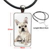 Boston Terrier Dog In Green For Girls Gift Glass Cabochon Choker Pendant Rectangle Necklace Steel Color Jewelry