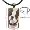 Boston Terrier Dog In Green For Girls Gift Glass Cabochon Choker Pendant Rectangle Necklace Steel Color Jewelry