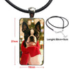 Boston Terrier Dog In Green For Girls Gift Glass Cabochon Choker Pendant Rectangle Necklace Steel Color Jewelry