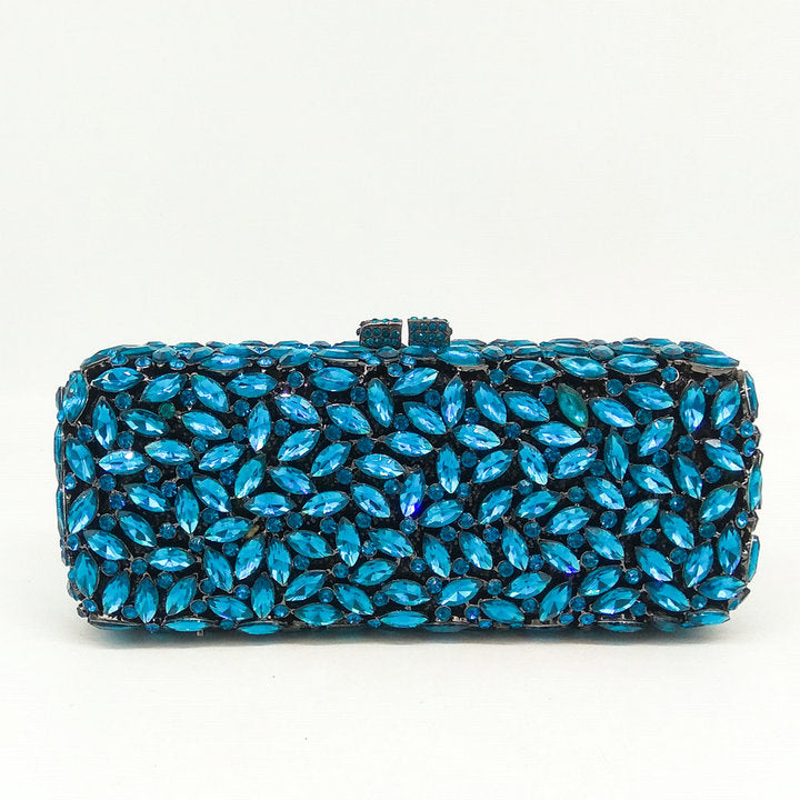 Women Silver Crystal Clutch Evening Bags Metal Hollow Box Minaudiere Handbag Bridal Purse Wedding Party Clutches