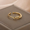 Bow Rings For Women Cubic Zirconia Couple Ring  Female Wedding Band Engagement Stainless Steel Jewelry anillos mujer