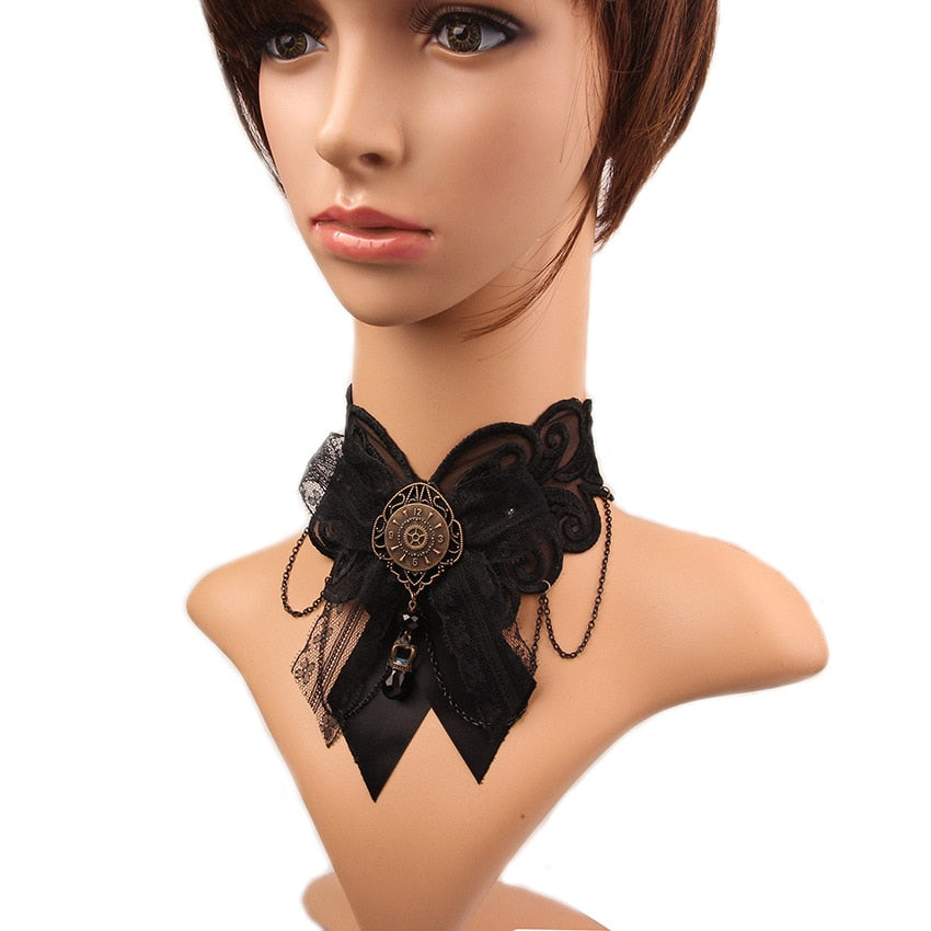Bowknot Necklaces & Pendants Butterfly Tie Jewelry Women Black Lace Choker Necklace Collar Women Accessories Garment Jewellery