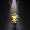 Boy Hippop Punk Necklace Kid Child Baseball Cap Gold Color Stainless Steel Chain Choker Pendant Gift For Woman Man Jewelry
