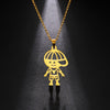 Boy Hippop Punk Necklace Kid Child Baseball Cap Gold Color Stainless Steel Chain Choker Pendant Gift For Woman Man Jewelry