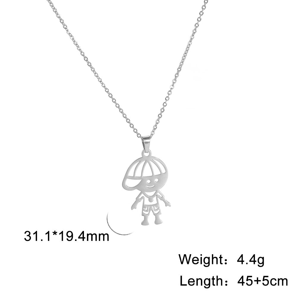 Boy Hippop Punk Necklace Kid Child Baseball Cap Gold Color Stainless Steel Chain Choker Pendant Gift For Woman Man Jewelry