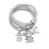 Boy and Girl Charm Zircon Bracelet Elastic Chain Pendant  Bracelet For Women Friendship Couples Gift Adjustable Jewelry 3Pcs/Set