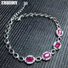 Bracelet Natural Red Ruby Gemstone Genuine Solid 925 Sterling Silver Wome ZHHIRY