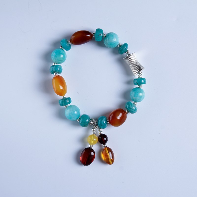 Bracelet Sterling silver Lucky Women Amber Hand with Certificate Natural Blood Perfection DIY Men and Women Blood Park Chain