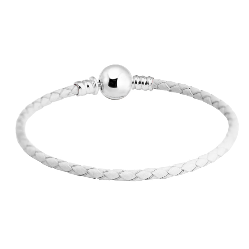Bracelet White Woven Single Leather Charm Bracelets for Women Men Jewelry Pulseira Masculina Feminina Femme