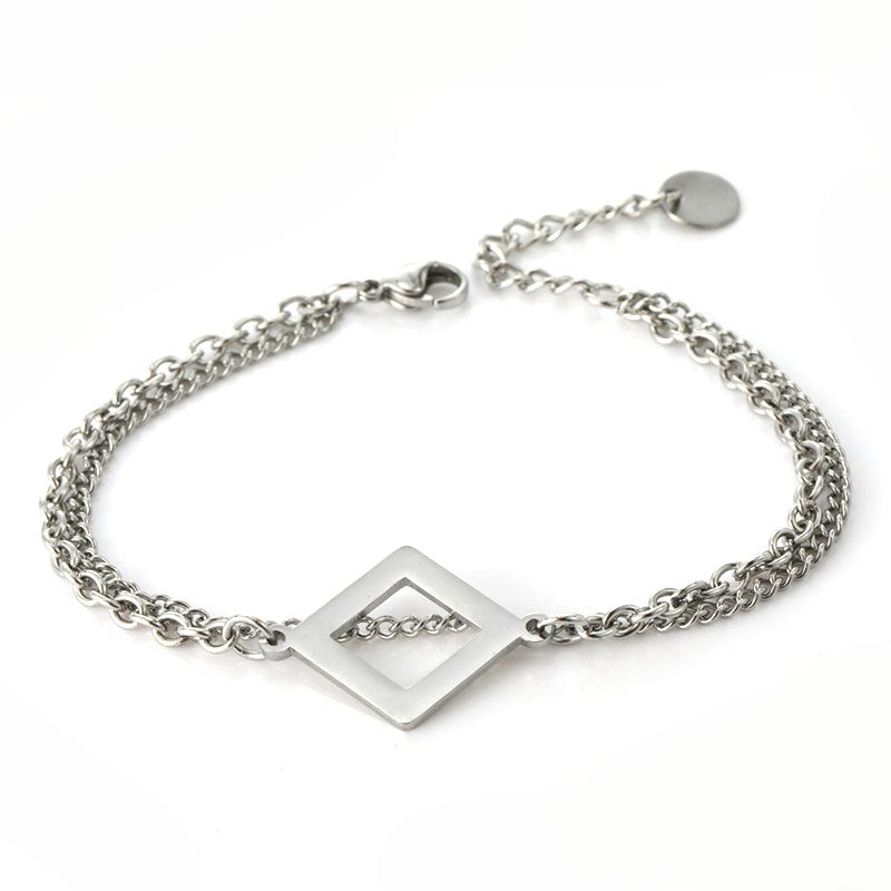 Bracelets & Bangles for womens Multilayer Charm simple hollow Geometric rhombus bracelets 2020 Jewelry gift for Girlfriend