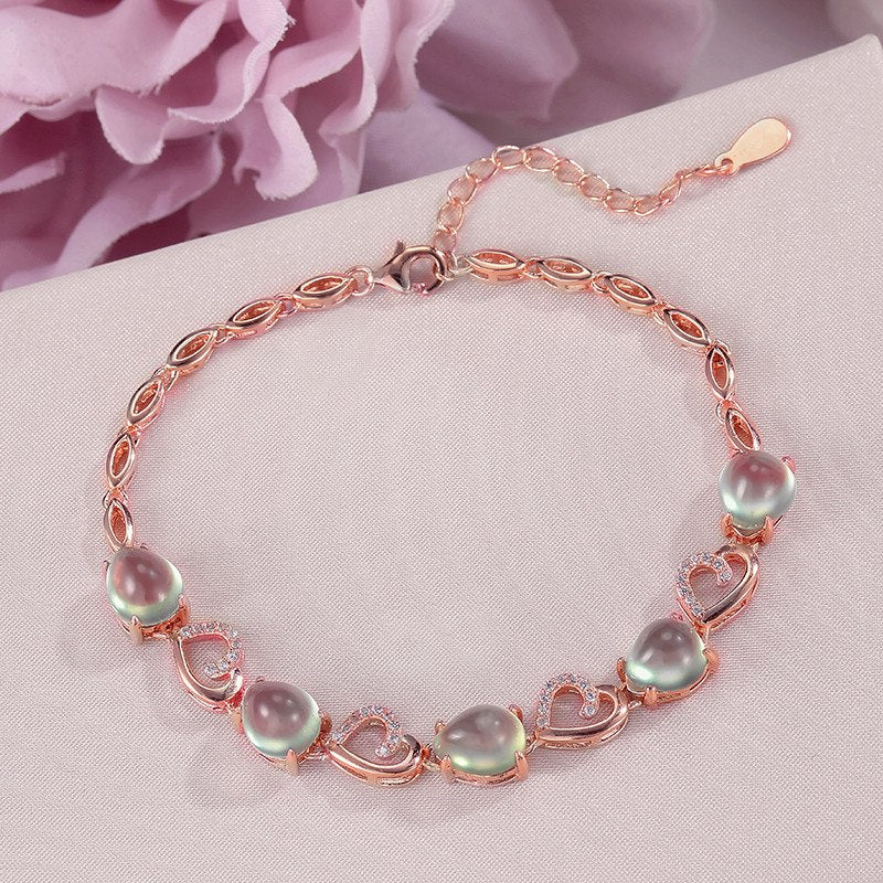 Bracelets For Women Prehnite Fine Jewelry 925 Sterling Silver Natural Water Drop Green Gemstone Luxury Charm Bracelet CCB002