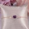 Bracelets for Women Natural Amethyst Fine Jewelry 925 Sterling Silver 18K Rose Gold Round Purple Gems Vintage Bracelet CCHI035