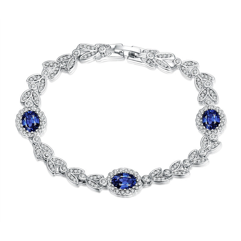 Bracelets of KJ-AKB008, Ki blue luxury bracelets, RH silver color setting with blue stone, bracelets for lady, gift, christmas