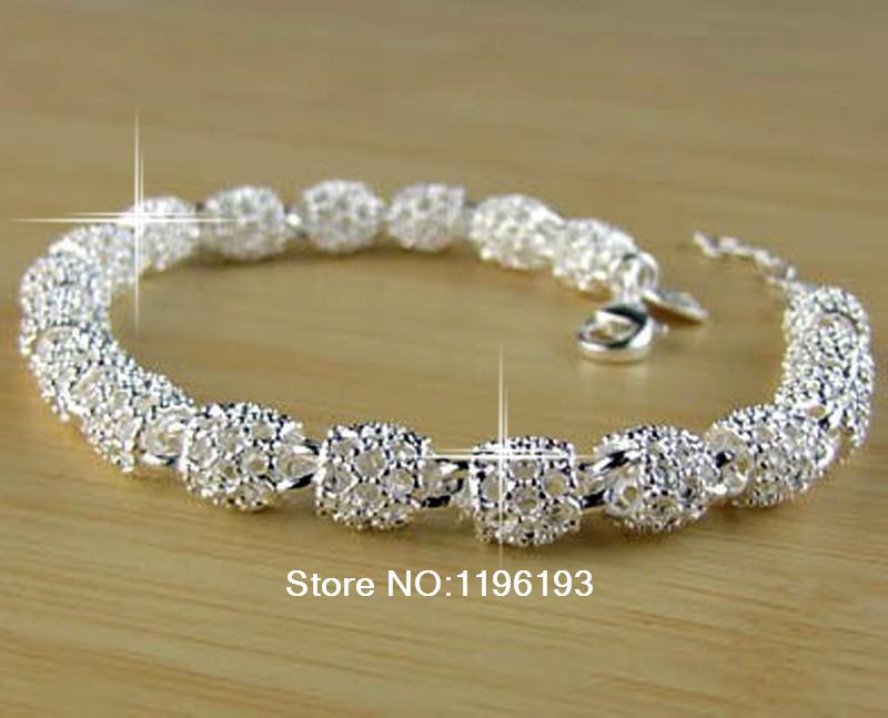 Rose-Jewelry-Brand-2015-New-women-fashion-ball-925-Stamp-Silver-Plated-chain-bead-charm-bracelets