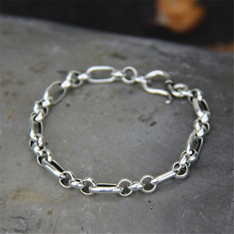 Brand 925 Sterling Silver Bracelets Trendy 19CM 21CM 6MM Link Hand Chain Bracelet Men Jewelry