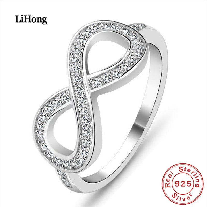 Brand Jewelry 100%925 Sterling Silver Ring Double Love Micro-Inl Ring Woman Charm Jewelry