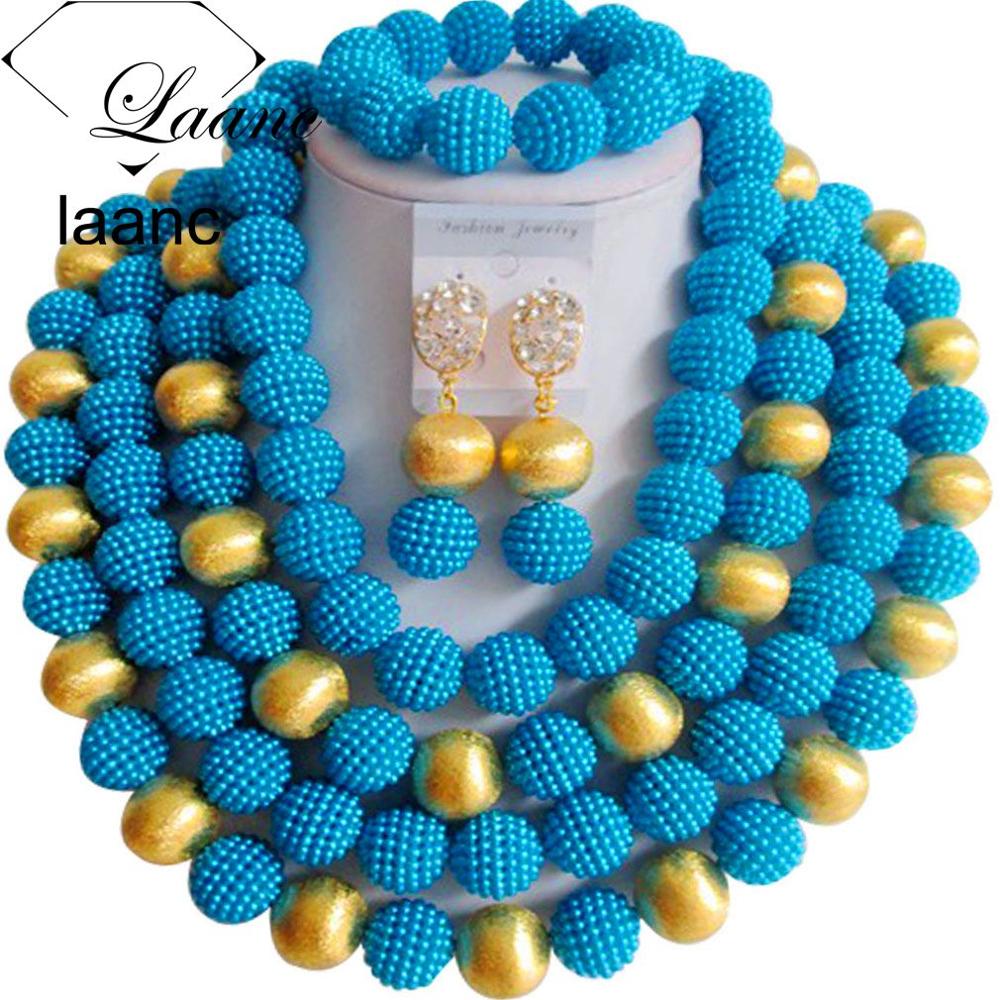 Brand Big Necklace Bridal Imitation Pearl Jewelry Set Nigerian Wedding African Beads Dubai AL188