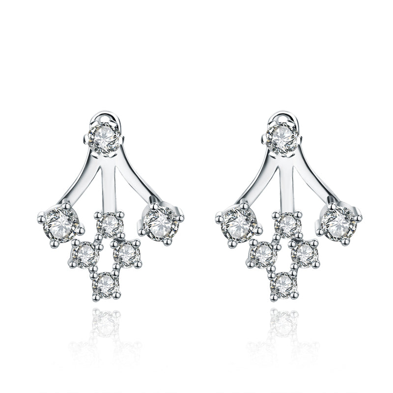 Brand Luxury 925 Sterling Silver Tree Of Life Crystal Stud Earrings For Women Jewelry Wishing Tree Party Wedding Accessories