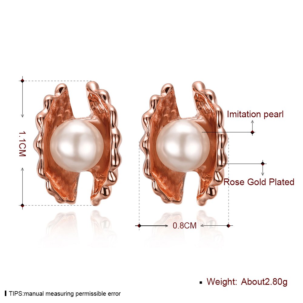 Brand New Conch Shell Earrings for Women Fashion Jewelry Rose Gold Color Simulated Pearl Ear Stud Earring Boucle D'Oreille Femme