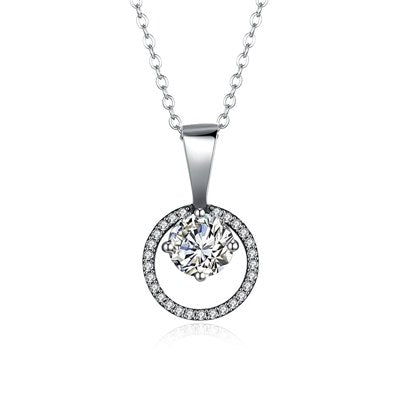 Brand New Fashion 100% Real 925 Sterling Silver Round Design Two Color Pendant Necklaces For Women Fine Jewelry Gift