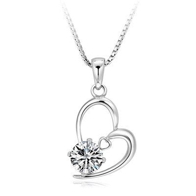 Brand New Fashion 925 Sterling Silver Heart Necklace For Women Real 925 Silver Fashion Jewelry Female Pendant Necklace Gift