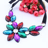 Brand Rhinestone Gem Crystal Big Flowers Choker Necklaces Statement Maxi Necklaces Black Ribbon Adjustable Collar Necklaces