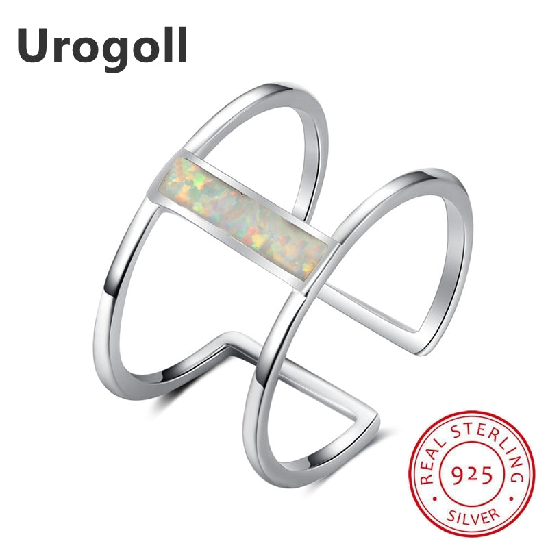 Brand New Trendy Fine Jewelry 925 Sterling Silver Simple Opal Rings For Women Luxury Engagement Wedding Jewelry Gifts