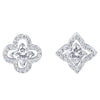 Brand Pure 925 Sterling Silver Jewelry For Women Flower Earrings Cubic Zirconia Four Leaf Lotus Stud Earring Party Earrings 15MM