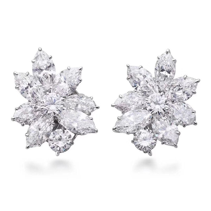 Brand Pure 925 Sterling Silver Jewelry For Women Lotus Flower Earrings Flower Earrings Luck Clover Design Wedding Party Earrings