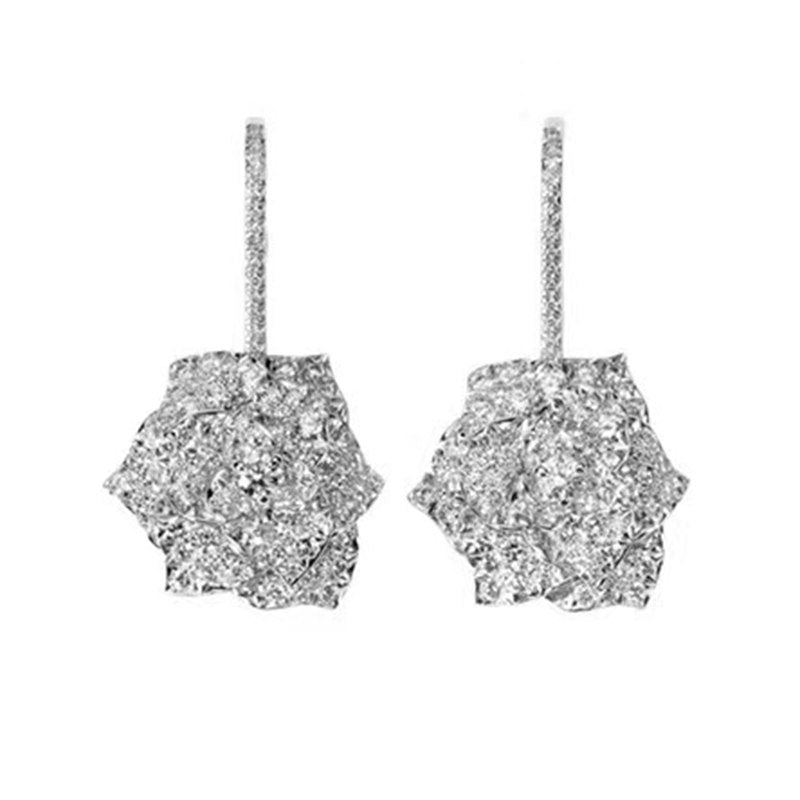 Brand Pure 925 Sterling Silver Jewelry For Women Rose Flower Earrings Flower Earrings Luck Flower Design Wedding Party Earrings