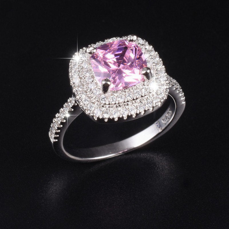 Brand Real Solid 100% 925 Sterling Silver Wedding Rings Jewelry for Women Purple 3ct Simulated Diamond Engagement Ring sz 5-10
