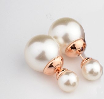 Brand simulated pearl Rose Gold Color Stud Earrings for women New Sale Hot Vintage Classic #RG87056
