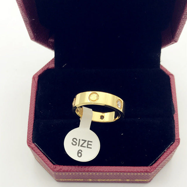 Brand design logo Women men wedding Jewelry titanium steel carter love rings luxury Rose Gold bijoux couple lovers ring with box